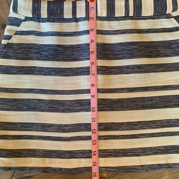 PIM + LARKIN Blue and Off White Striped Textured Mini Skirt Medium - Picture 7 of 9